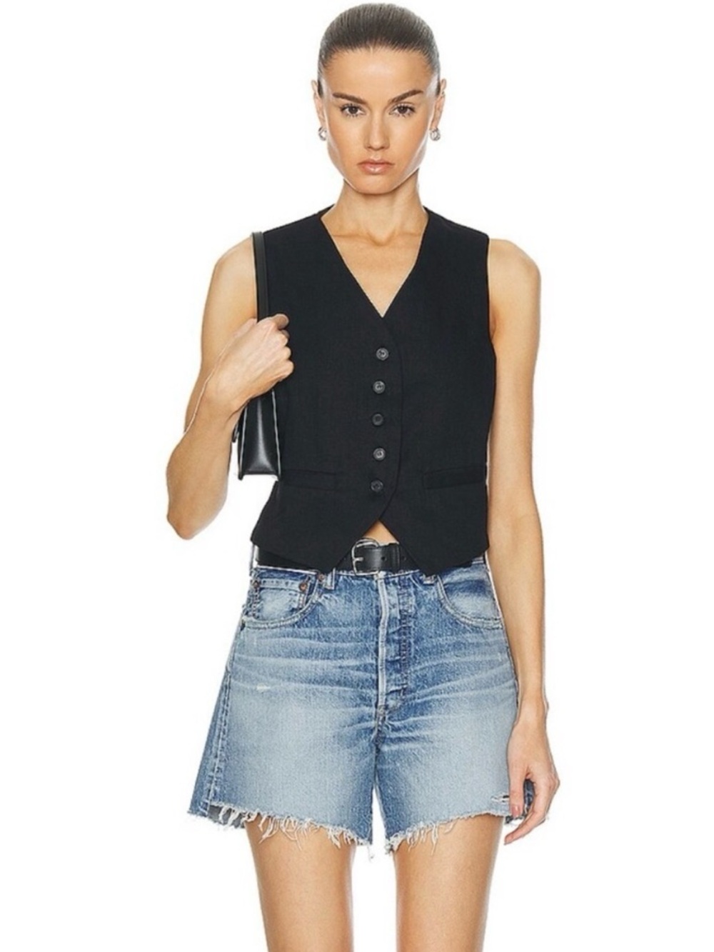 NEW Moussy Vintage Graterford Distressed Light Blue Denim Shorts Retail$215